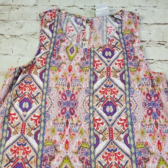 Rachel Zoe Dress Aztec Print Linen Pockets Colorful Vacation Casual Tapestry S - Picture 9 of 10